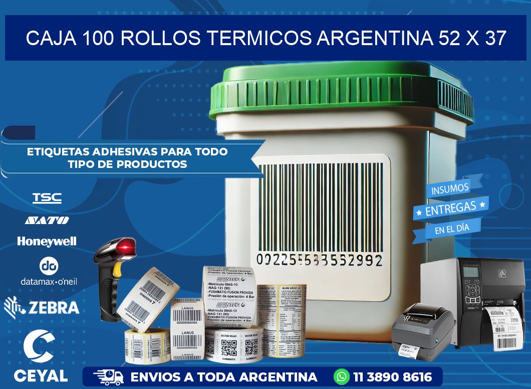 CAJA 100 ROLLOS TERMICOS ARGENTINA 52 x 37
