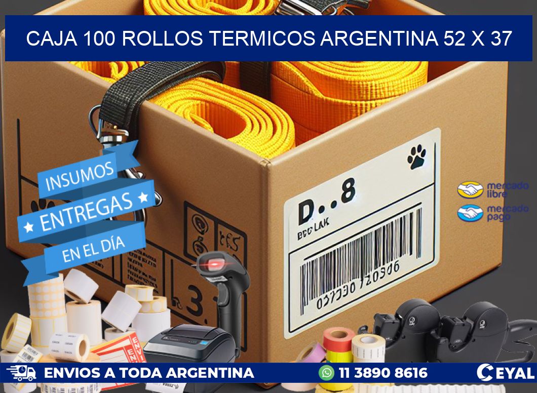CAJA 100 ROLLOS TERMICOS ARGENTINA 52 x 37