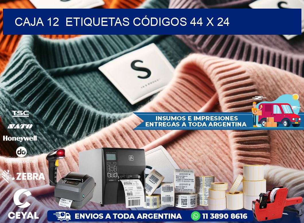 CAJA 12  ETIQUETAS CÓDIGOS 44 x 24