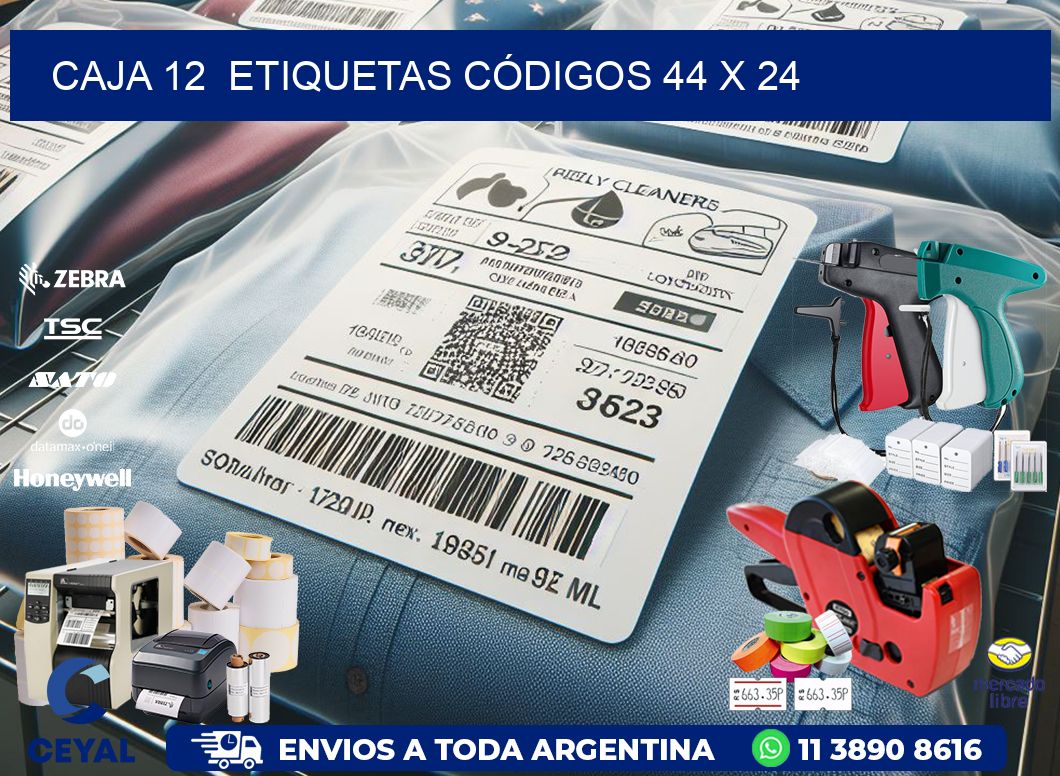 CAJA 12  ETIQUETAS CÓDIGOS 44 x 24