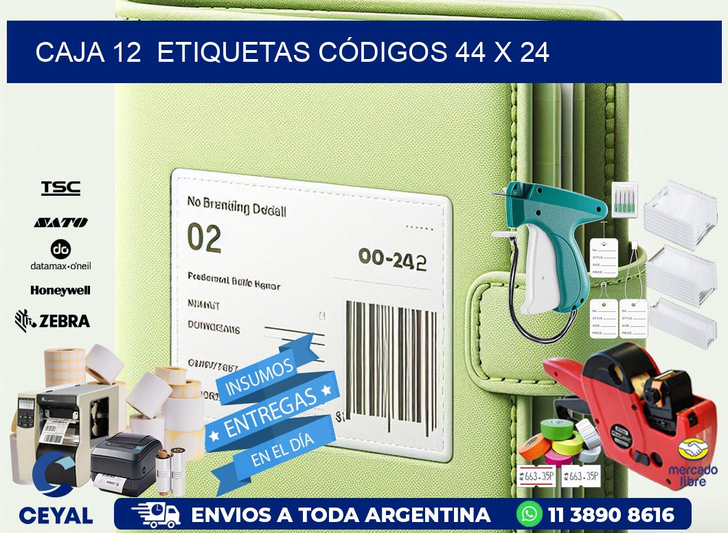 CAJA 12  ETIQUETAS CÓDIGOS 44 x 24