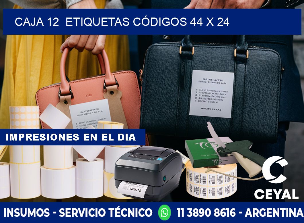 CAJA 12  ETIQUETAS CÓDIGOS 44 x 24