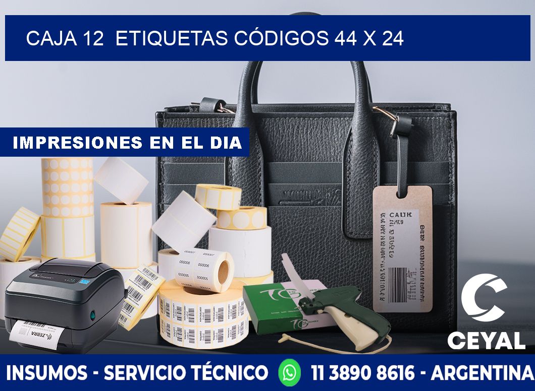 CAJA 12  ETIQUETAS CÓDIGOS 44 x 24
