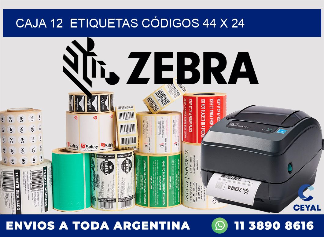 CAJA 12  ETIQUETAS CÓDIGOS 44 x 24
