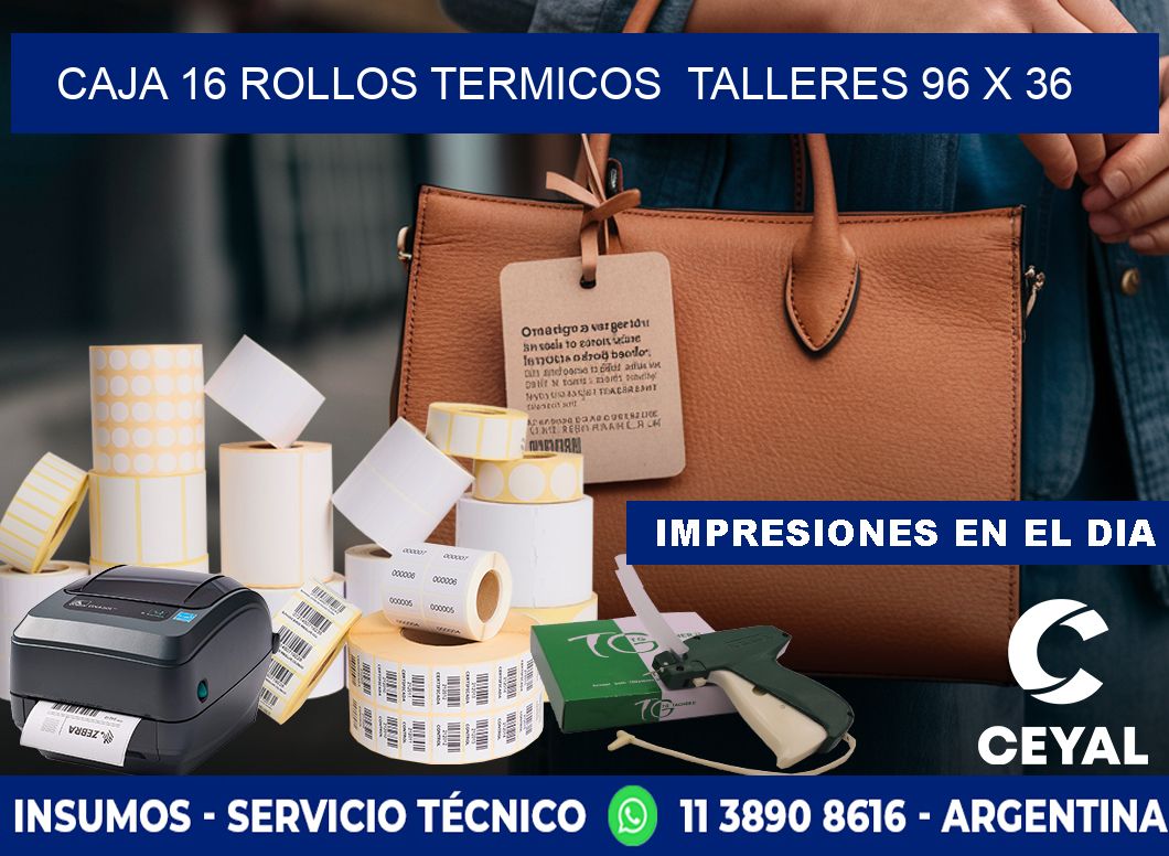 CAJA 16 ROLLOS TERMICOS  TALLERES 96 x 36