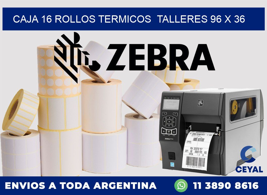 CAJA 16 ROLLOS TERMICOS  TALLERES 96 x 36