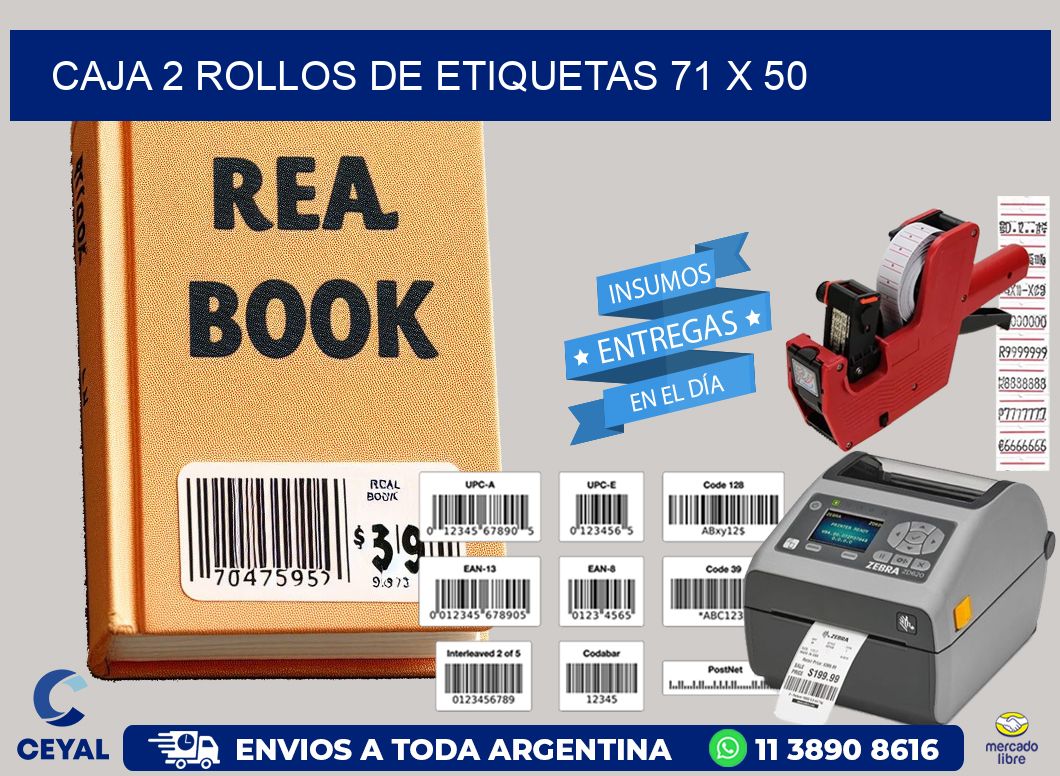 CAJA 2 ROLLOS DE ETIQUETAS 71 x 50