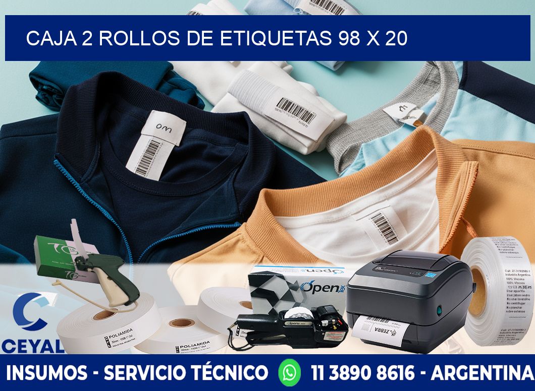 CAJA 2 ROLLOS DE ETIQUETAS 98 x 20