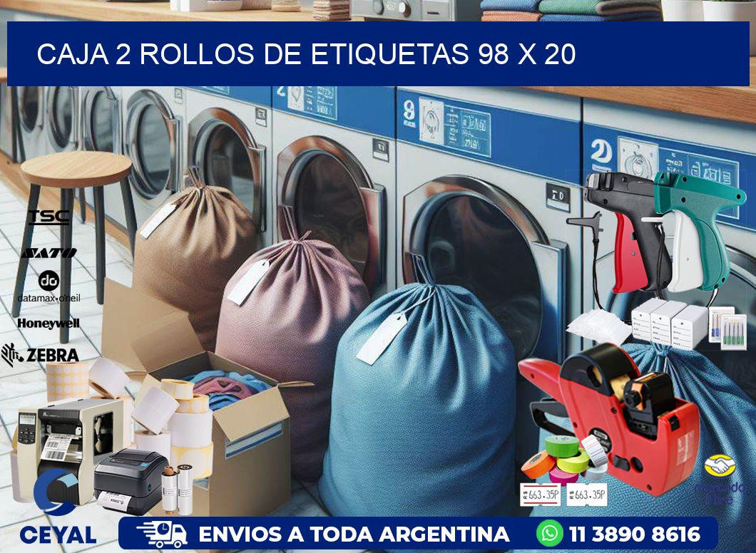 CAJA 2 ROLLOS DE ETIQUETAS 98 x 20