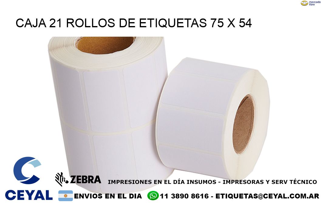 CAJA 21 ROLLOS DE ETIQUETAS 75 x 54