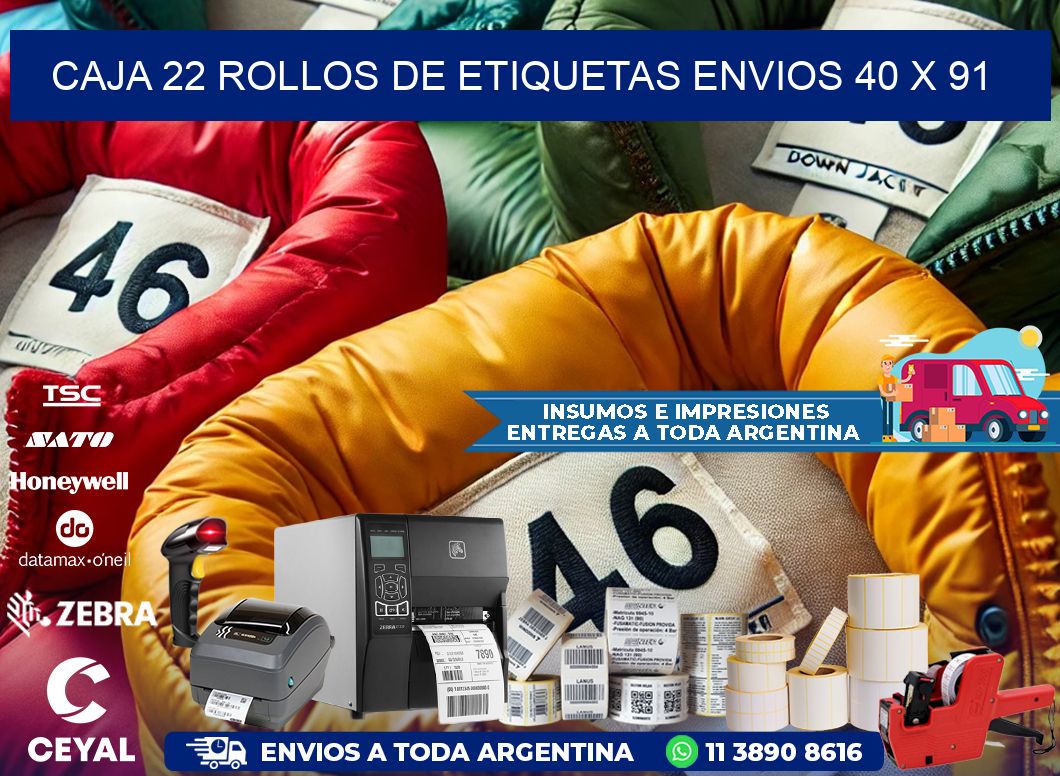 CAJA 22 ROLLOS DE ETIQUETAS ENVIOS 40 x 91