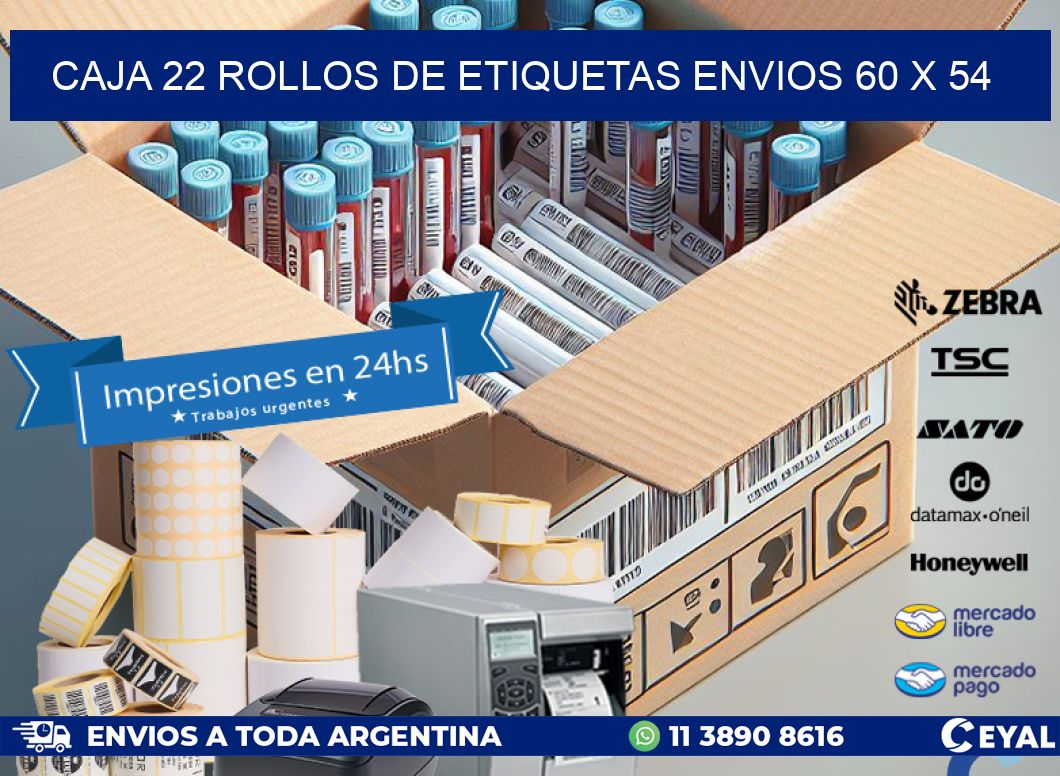 CAJA 22 ROLLOS DE ETIQUETAS ENVIOS 60 x 54