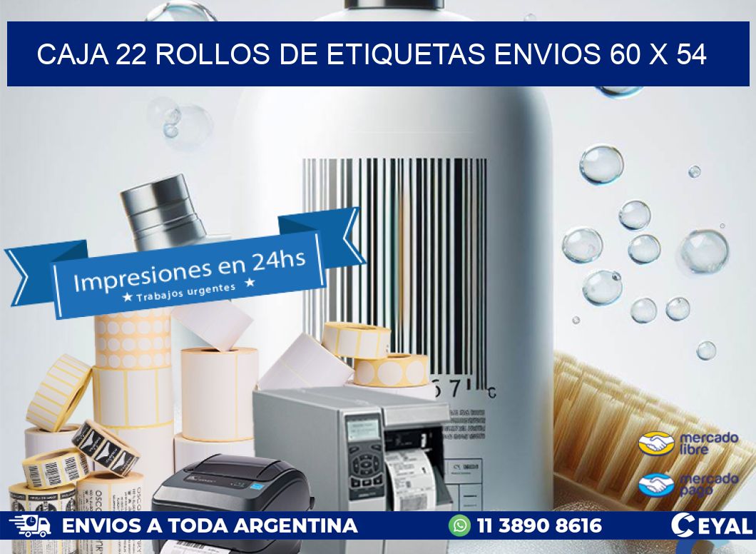 CAJA 22 ROLLOS DE ETIQUETAS ENVIOS 60 x 54