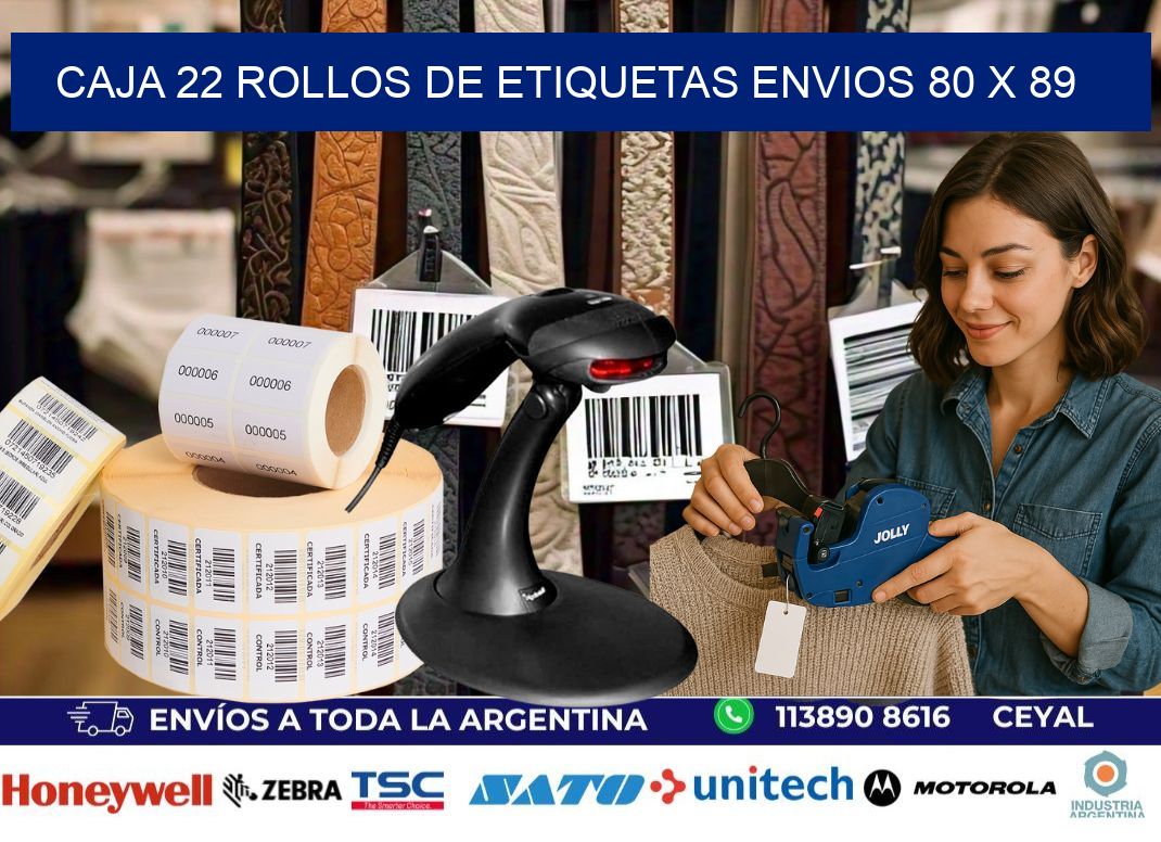 CAJA 22 ROLLOS DE ETIQUETAS ENVIOS 80 x 89