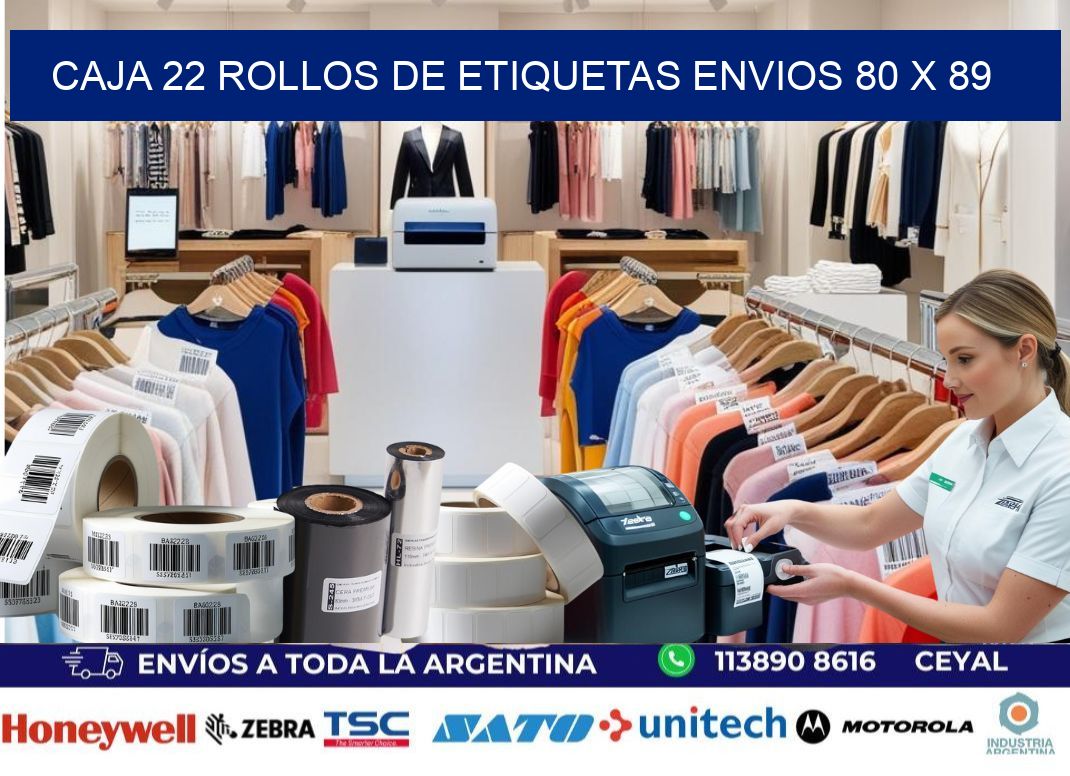 CAJA 22 ROLLOS DE ETIQUETAS ENVIOS 80 x 89