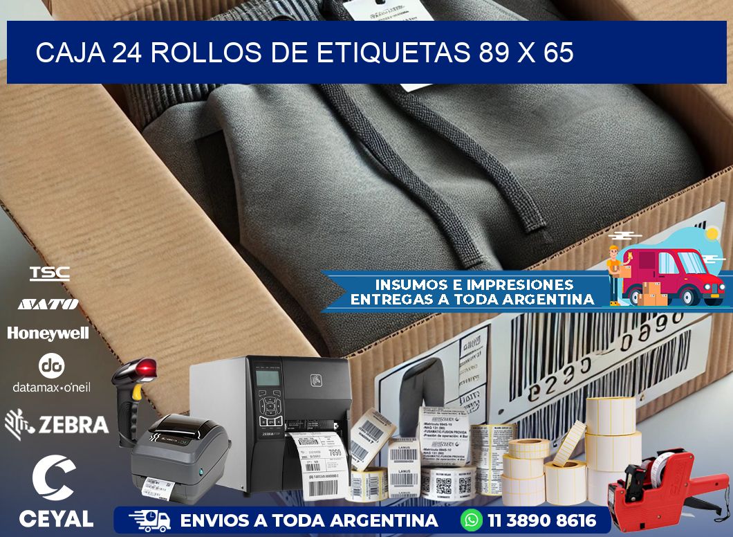 CAJA 24 ROLLOS DE ETIQUETAS 89 x 65