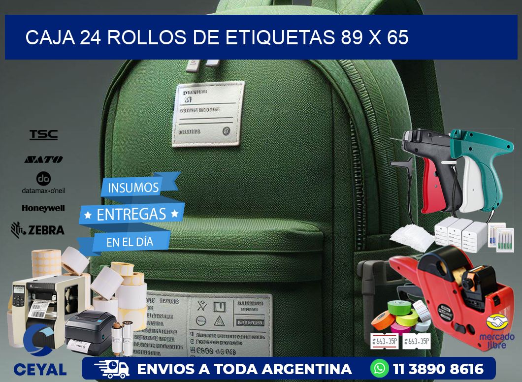 CAJA 24 ROLLOS DE ETIQUETAS 89 x 65