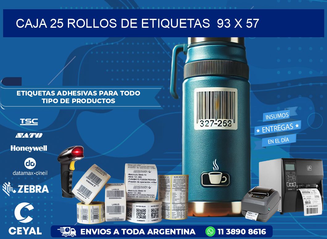 CAJA 25 ROLLOS DE ETIQUETAS  93 x 57
