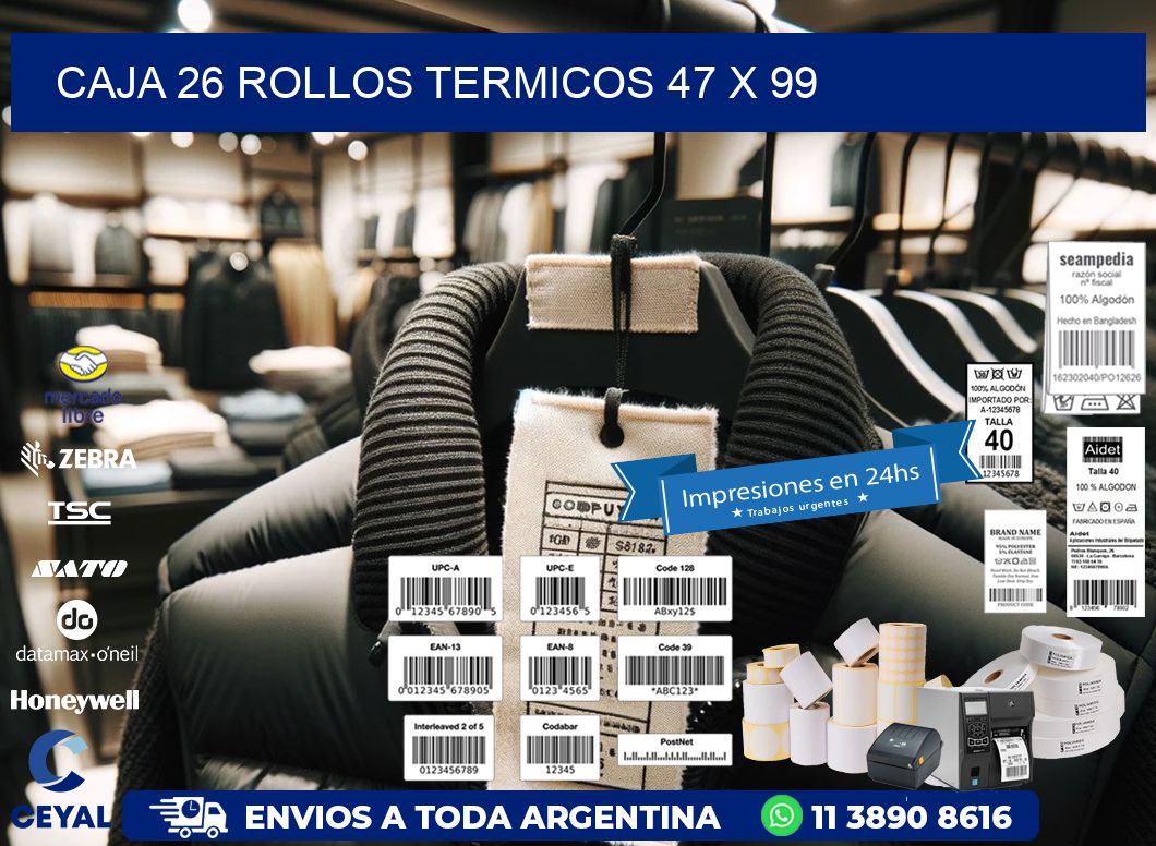 CAJA 26 ROLLOS TERMICOS 47 x 99