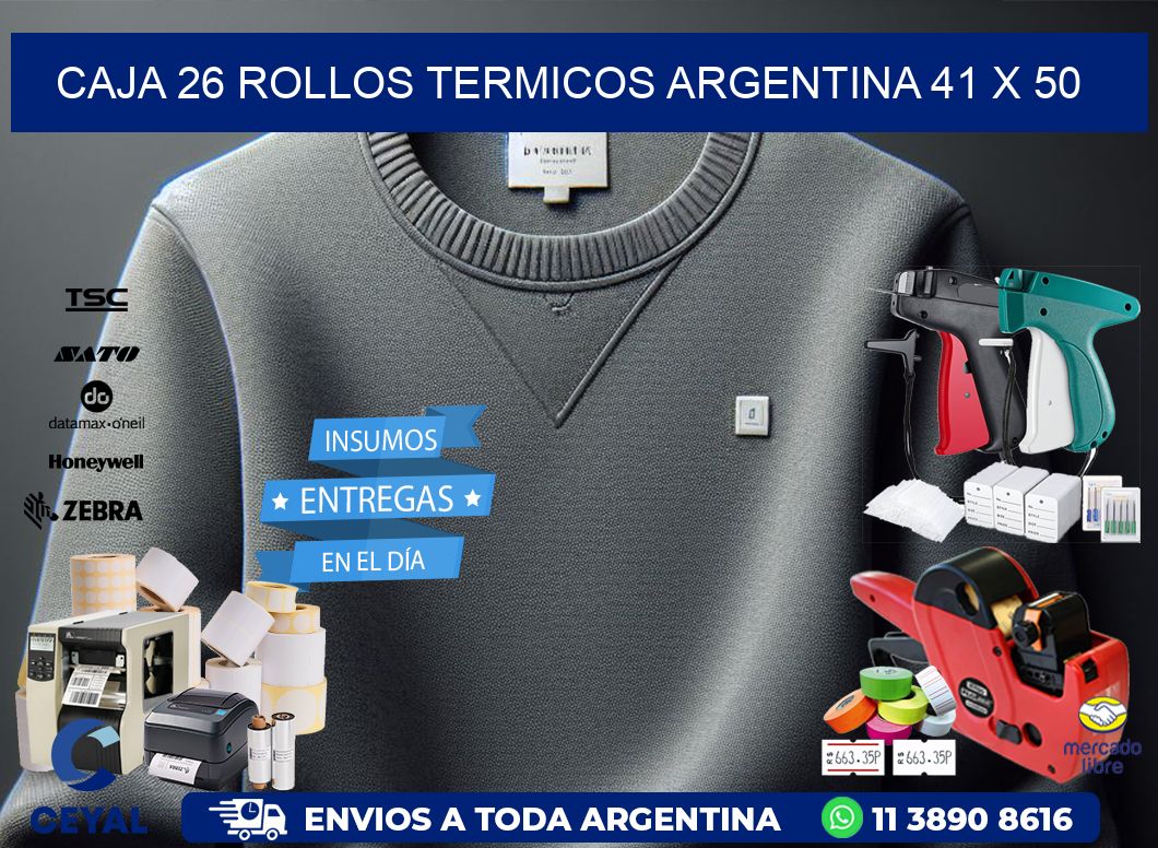 CAJA 26 ROLLOS TERMICOS ARGENTINA 41 x 50