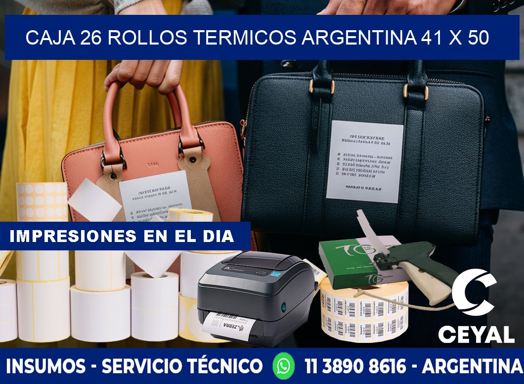 CAJA 26 ROLLOS TERMICOS ARGENTINA 41 x 50