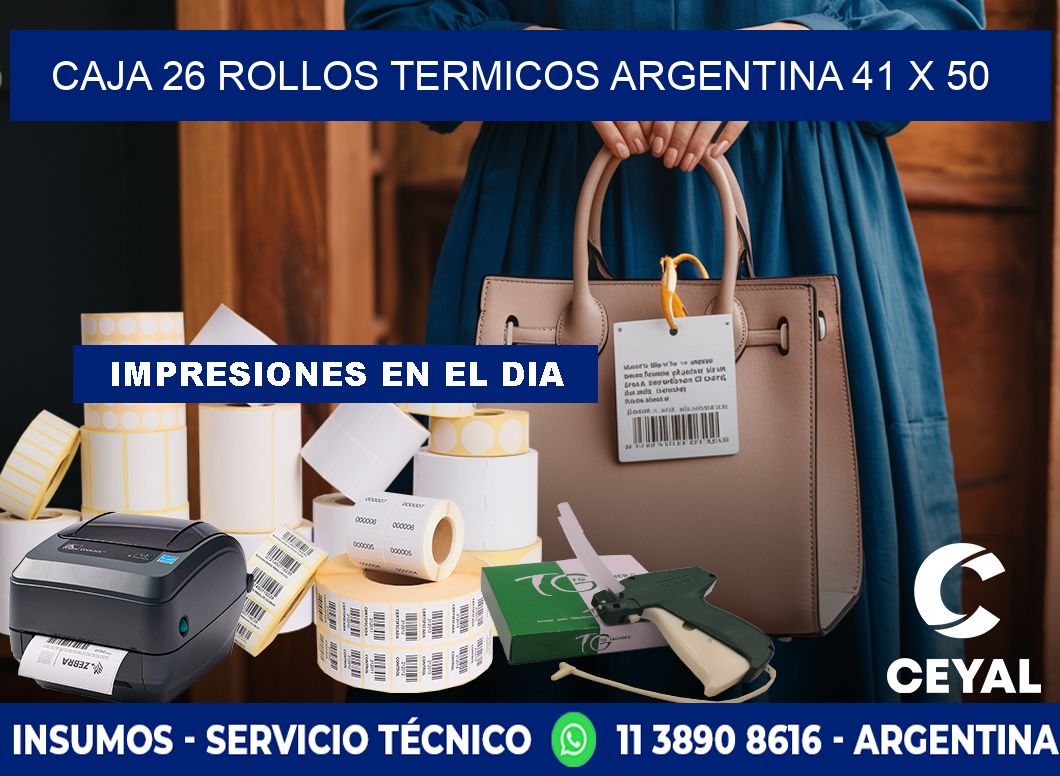 CAJA 26 ROLLOS TERMICOS ARGENTINA 41 x 50