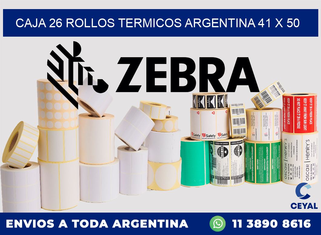 CAJA 26 ROLLOS TERMICOS ARGENTINA 41 x 50