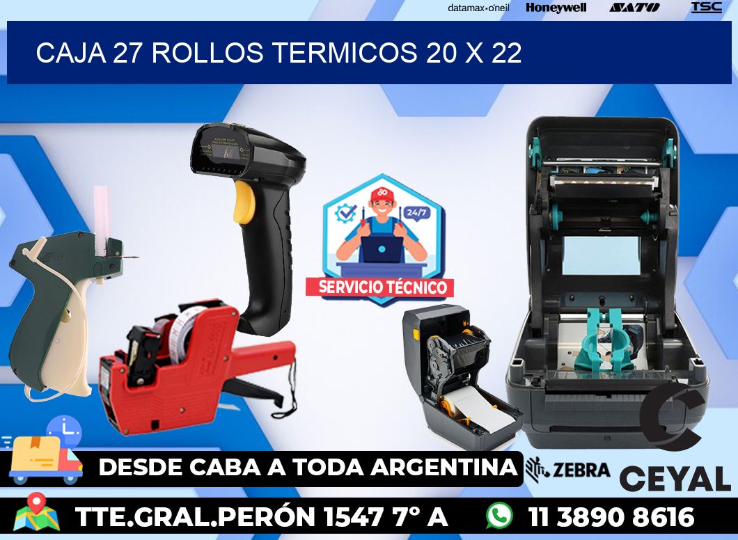 CAJA 27 ROLLOS TERMICOS 20 x 22
