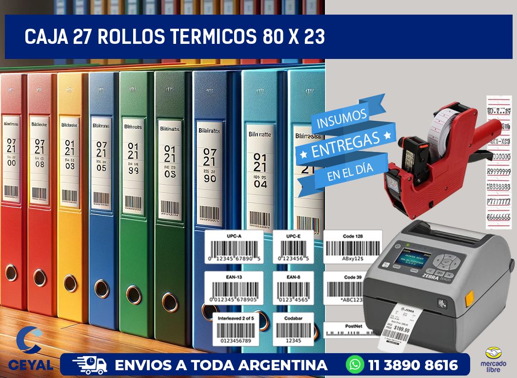 CAJA 27 ROLLOS TERMICOS 80 x 23