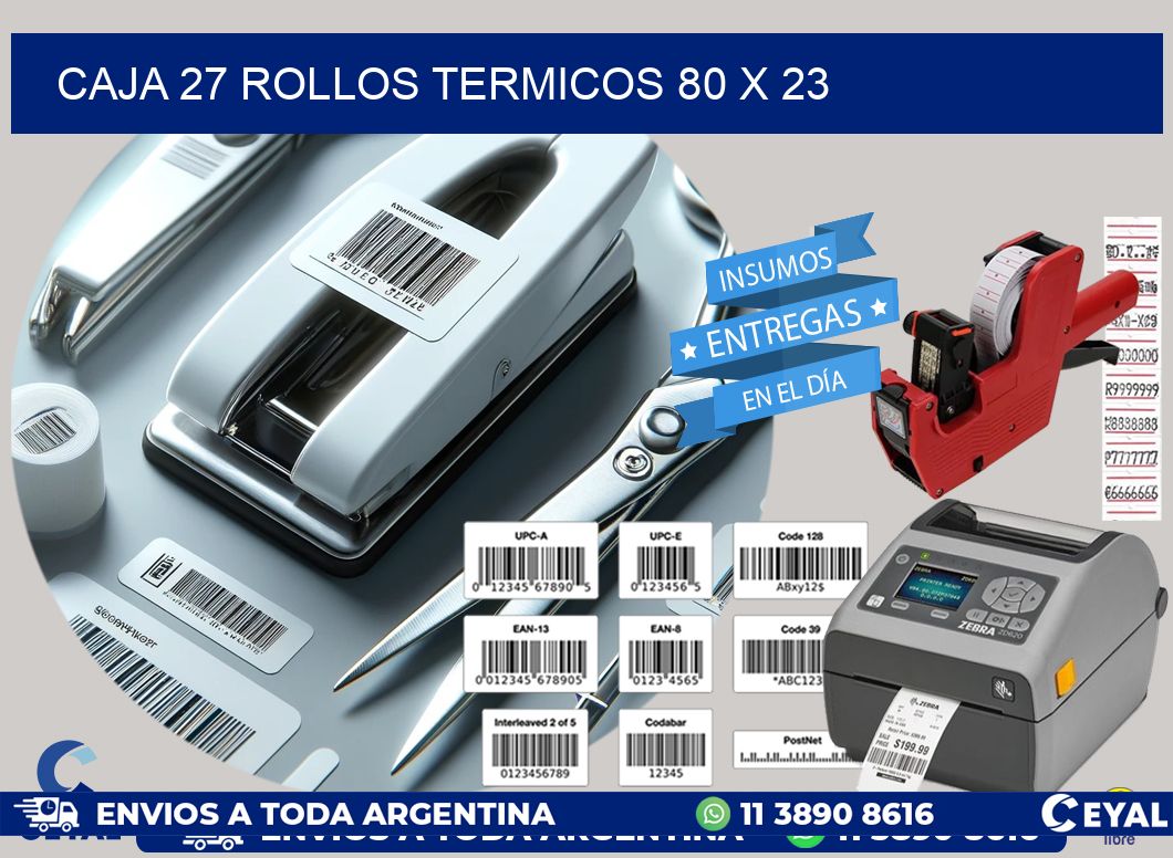 CAJA 27 ROLLOS TERMICOS 80 x 23