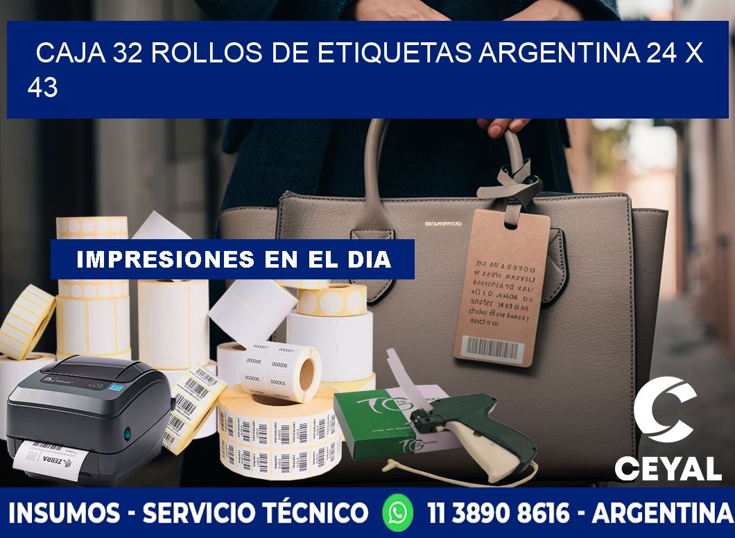 CAJA 32 ROLLOS DE ETIQUETAS ARGENTINA 24 x 43