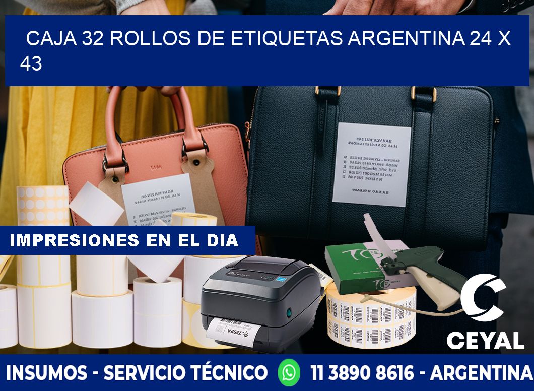 CAJA 32 ROLLOS DE ETIQUETAS ARGENTINA 24 x 43