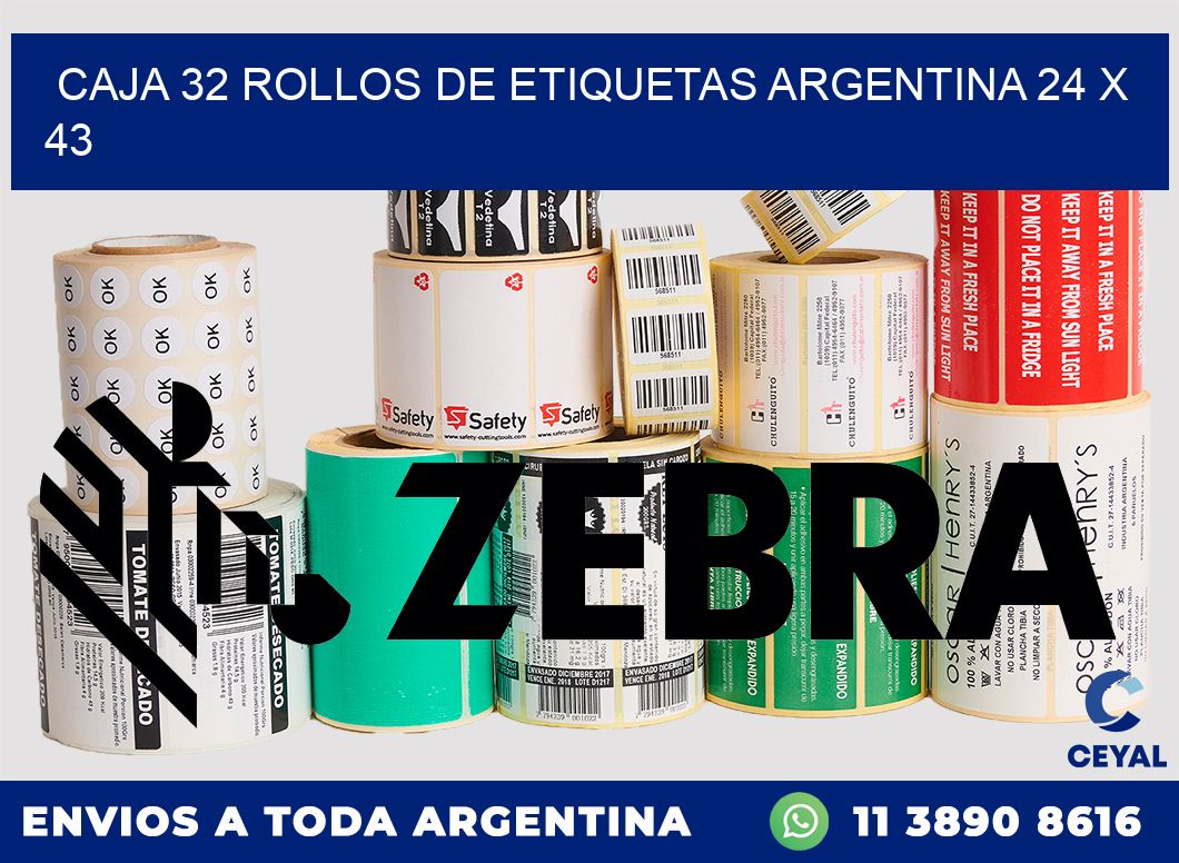 CAJA 32 ROLLOS DE ETIQUETAS ARGENTINA 24 x 43