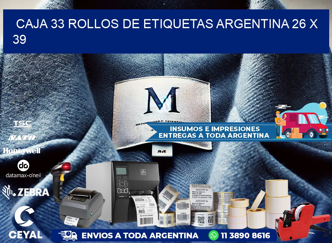 CAJA 33 ROLLOS DE ETIQUETAS ARGENTINA 26 x 39