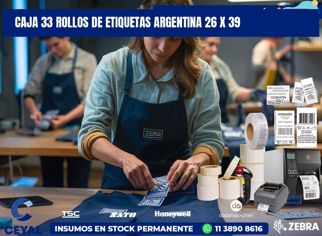CAJA 33 ROLLOS DE ETIQUETAS ARGENTINA 26 x 39