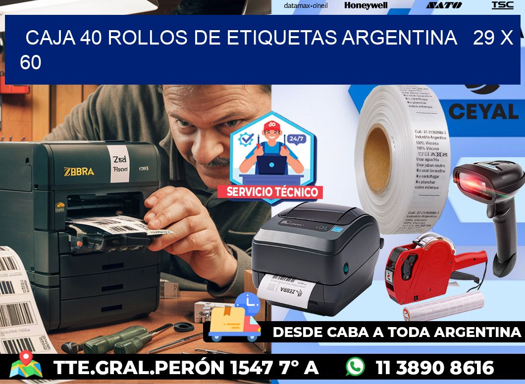 CAJA 40 ROLLOS DE ETIQUETAS ARGENTINA   29 x 60