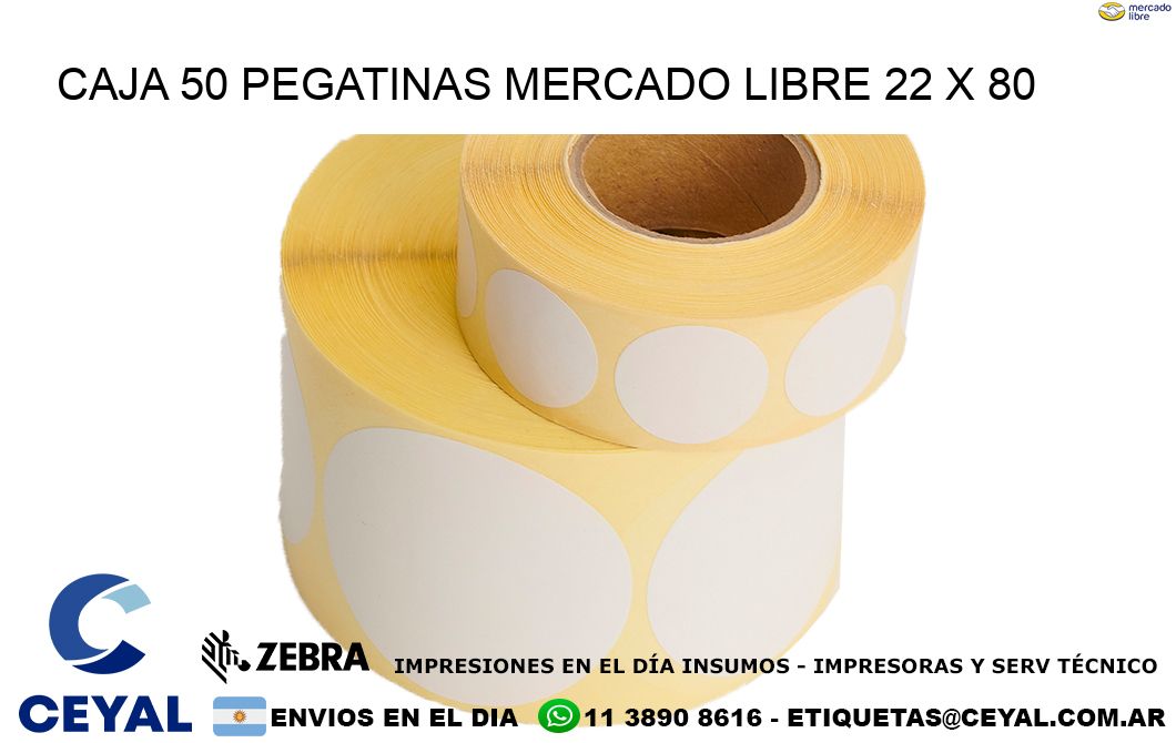 CAJA 50 PEGATINAS MERCADO LIBRE 22 x 80