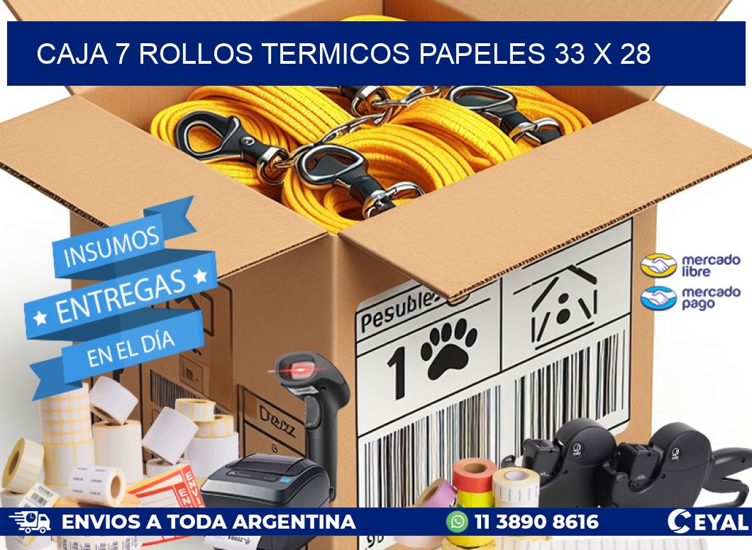 CAJA 7 ROLLOS TERMICOS PAPELES 33 x 28