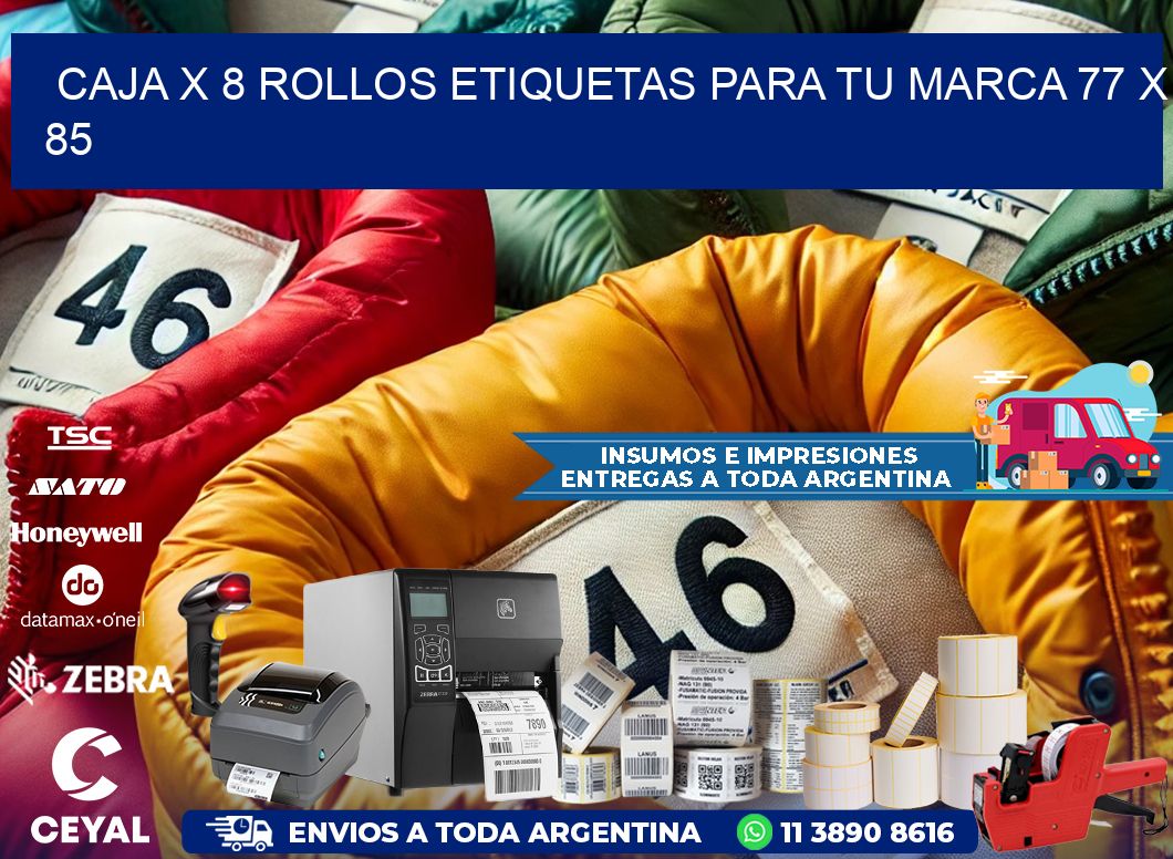 Caja X 8 Rollos Etiquetas para tu marca 77 x 85