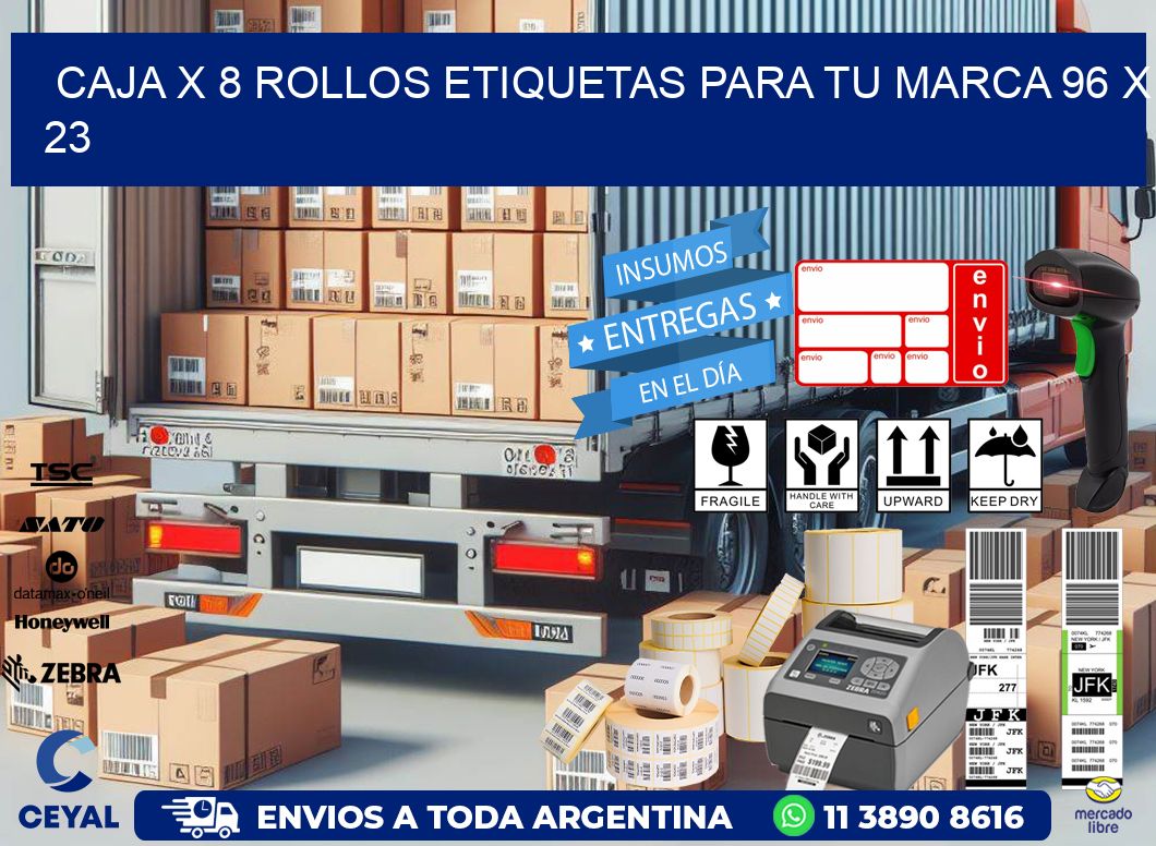 Caja X 8 Rollos Etiquetas para tu marca 96 x 23
