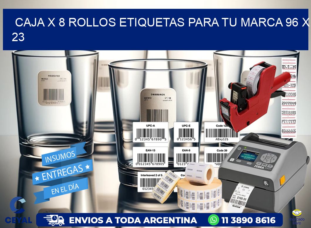 Caja X 8 Rollos Etiquetas para tu marca 96 x 23