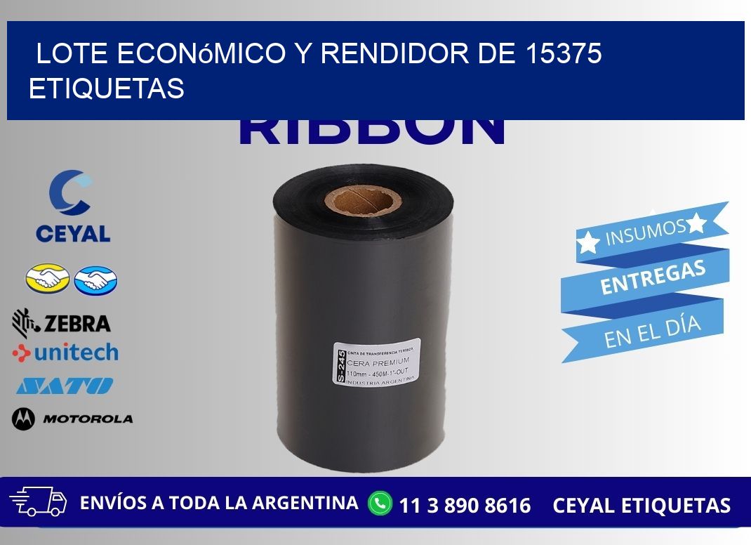 Lote económico y rendidor de 15375 etiquetas