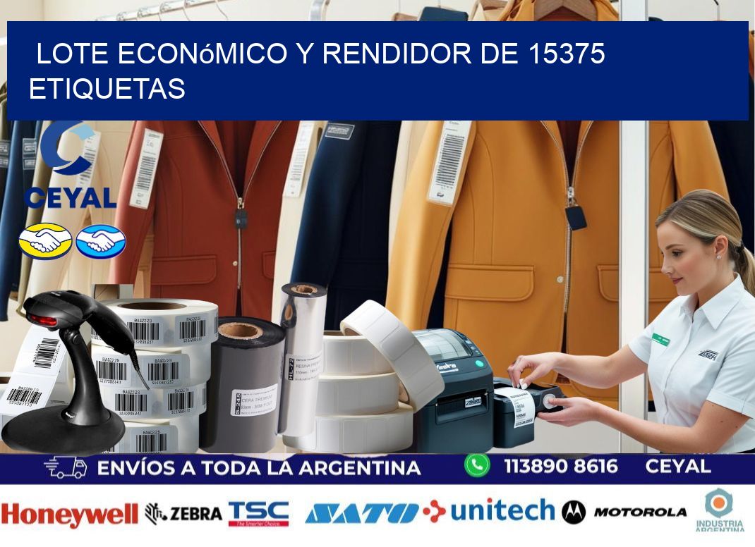 Lote económico y rendidor de 15375 etiquetas