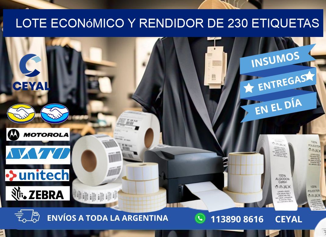 Lote económico y rendidor de 230 etiquetas