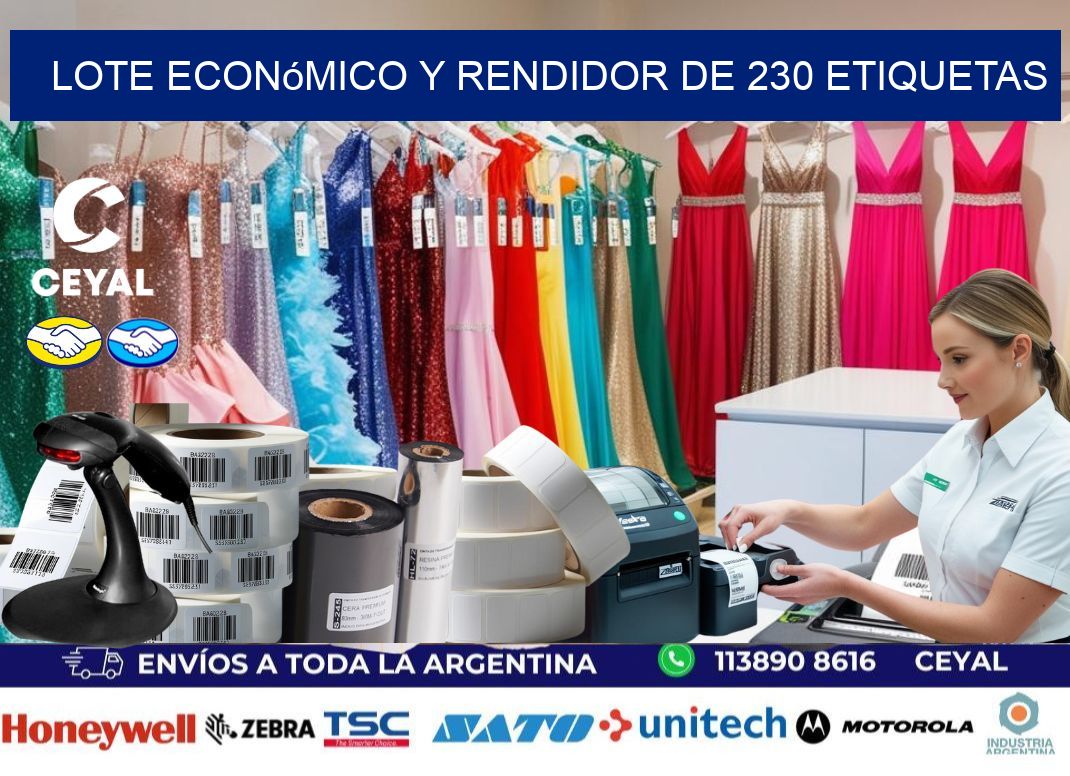 Lote económico y rendidor de 230 etiquetas