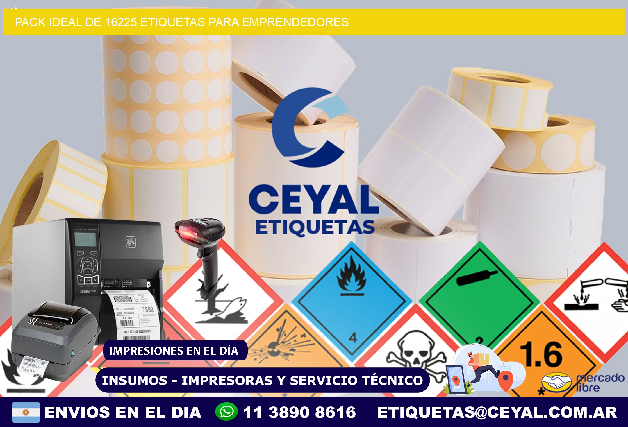 Pack ideal de 16225 etiquetas para emprendedores