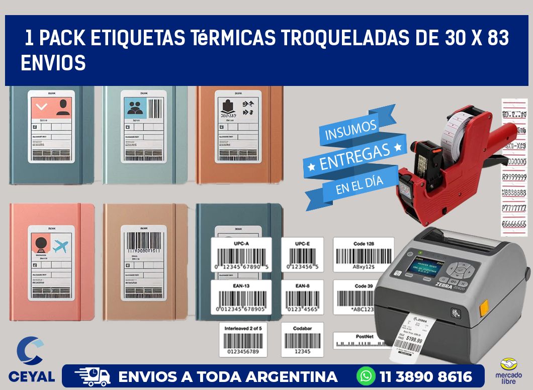 1 Pack etiquetas Térmicas Troqueladas De 30 x 83 ENVIOS