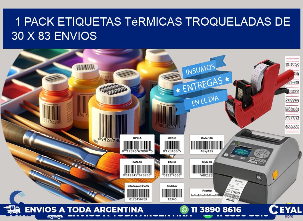 1 Pack etiquetas Térmicas Troqueladas De 30 x 83 ENVIOS