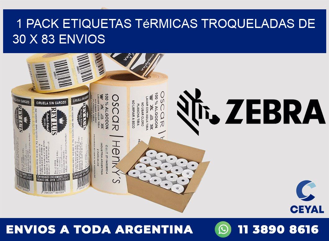 1 Pack etiquetas Térmicas Troqueladas De 30 x 83 ENVIOS