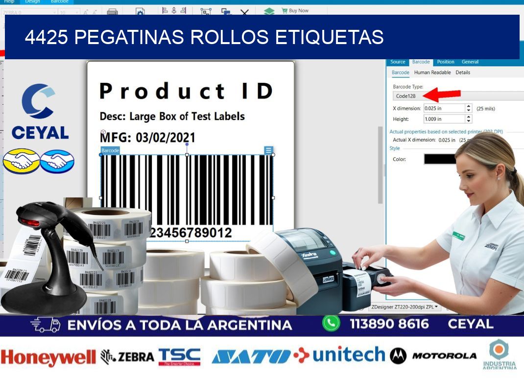 4425 Pegatinas rollos etiquetas